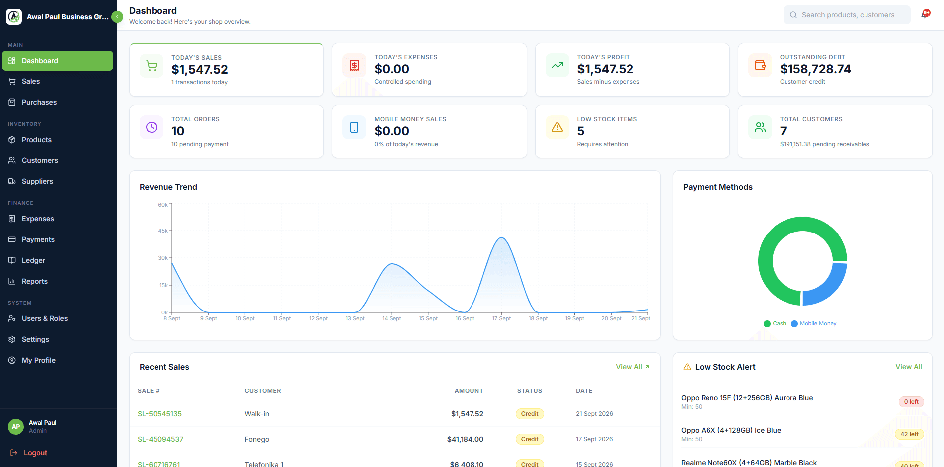 POS, Sales, Purchase & Ledger Management System