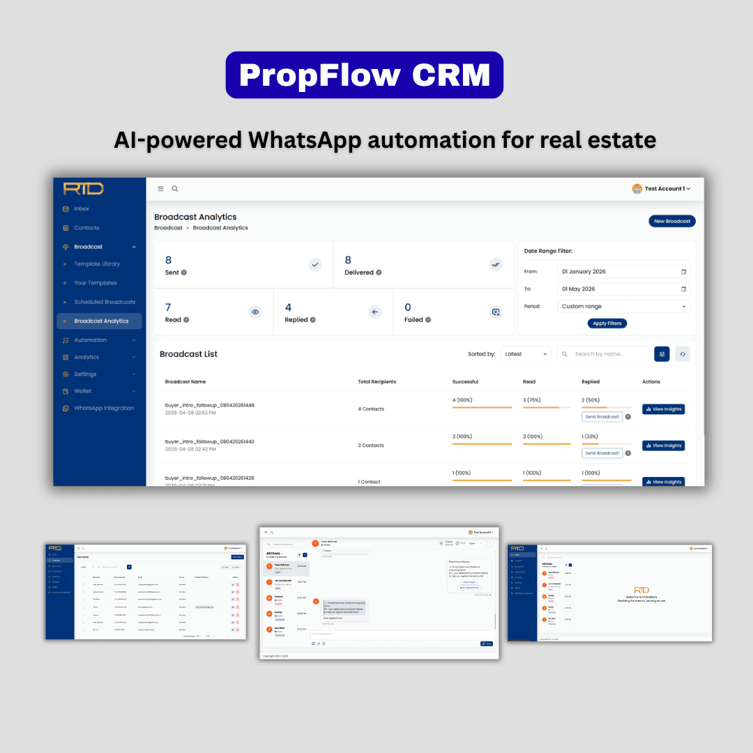 PropFlow CRM — Real Estate AI WhatsApp Automation